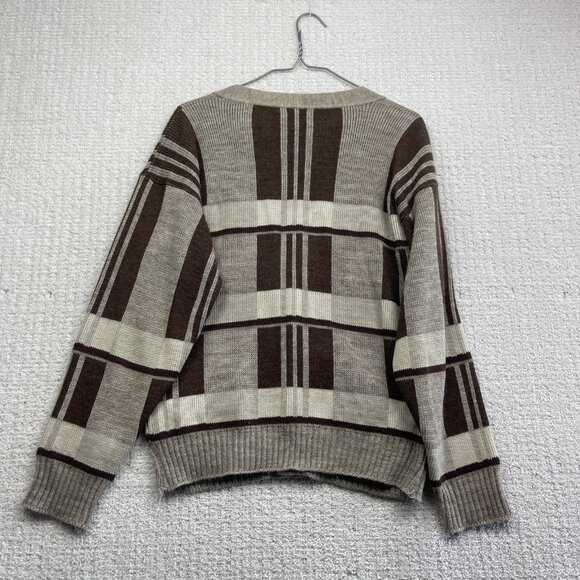 VTG Cooper Wool Blend Cardigan Brown Color block Men S Grandpa 90s Canada Made - Picture 11 of 15